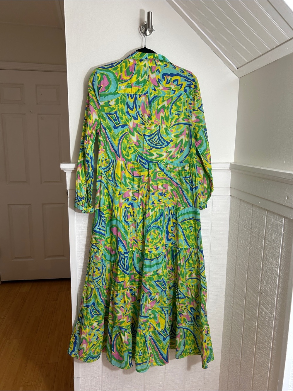 ZARA 100% cotton AOP Colorful Button Up Midi Dress size medium - Picture 7 of 10
